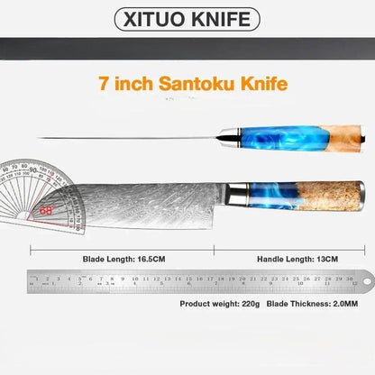 Santoku Küchenmesser mit Harzgriff, Klingenlänge 16,5 cm, moderne Küchenutensilien