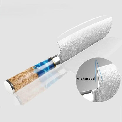 Santokumesser mit Harzgriff und V-Schliff, exklusives Küchenmesser von Kochschein