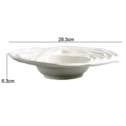 Exklusiver Essteller Wellenform aus Porzellan, weiß, 28,3x6,3 cm, stilvolles Geschirr