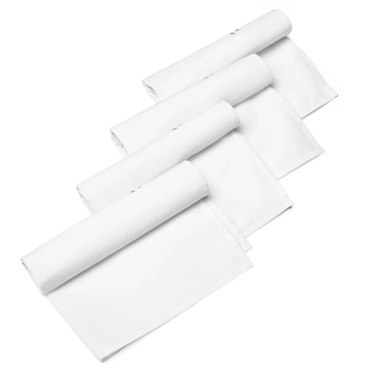 Set aus vier weißen Stoffservietten, Küchenaccessoire, hochwertig, für stilvolle Tischdeko