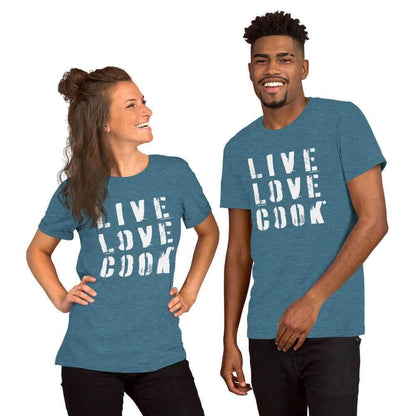 T-Shirt bedruckt - Baumwolle | Live-Love-Cook (viele Farben) - Kochschein