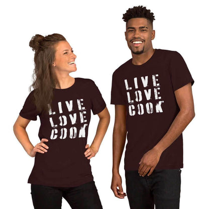 T-Shirt bedruckt - Baumwolle | Live-Love-Cook (viele Farben) - Kochschein