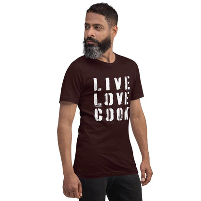 T-Shirt bedruckt - Baumwolle | Live-Love-Cook (viele Farben) - Kochschein